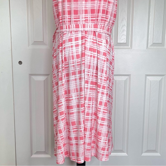 🛑SOLD🛑Tommy Hilfiger Sleeveless Fit & Flare Wrap Peach White Dress Size 18 - Picture 11 of 14